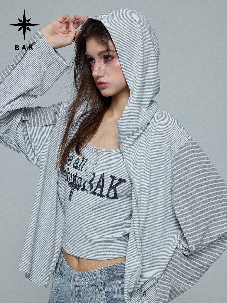 Letter Print Hooded Cardigan Set【s0000016691】