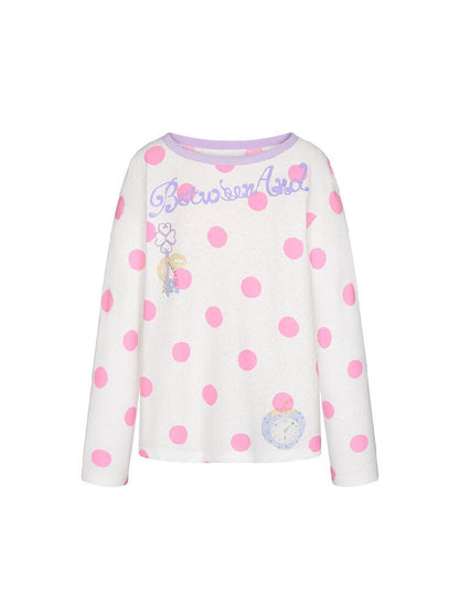Polka Dot Stripe Long Sleeve Top【s0000016397】