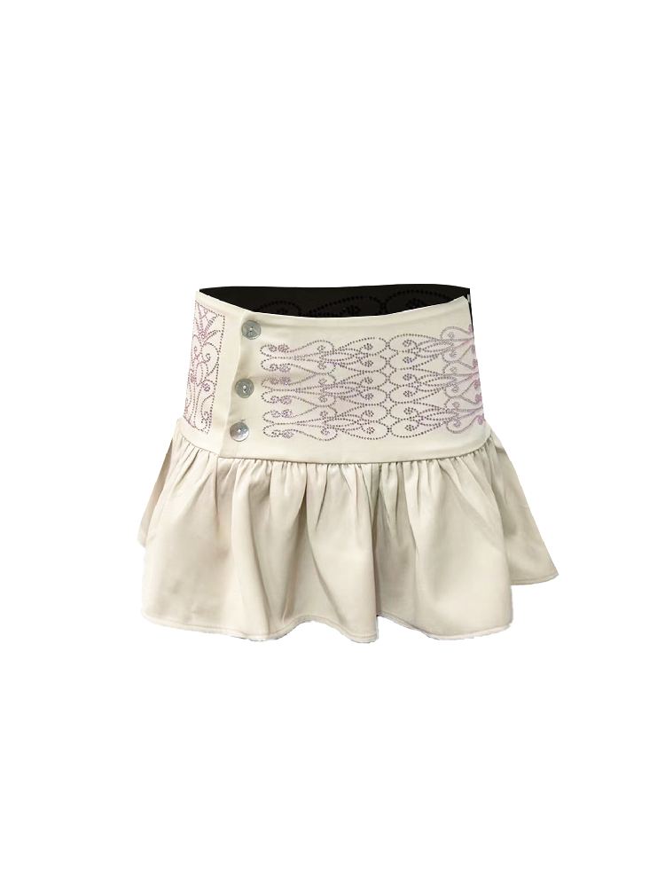 Vintage Pink Rhinestone Mini Skirt【s0000018289】