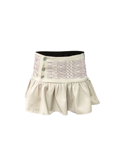 Vintage Pink Rhinestone Mini Skirt【s0000018289】
