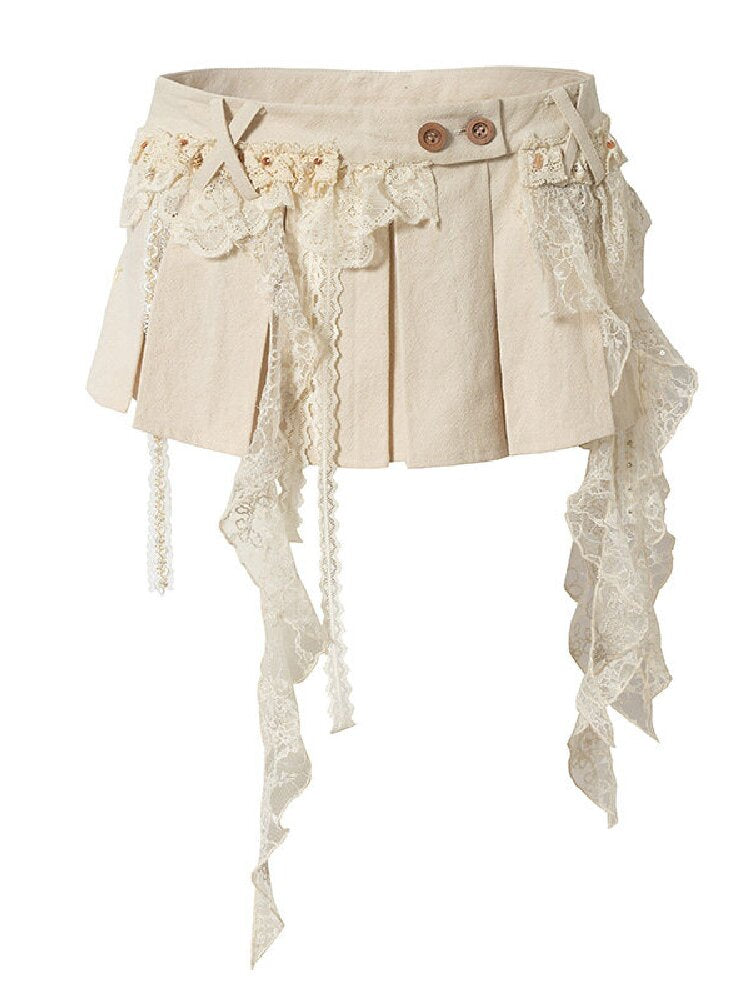 Baroque Lace Pleated Skirt Culottes【s0000016995】