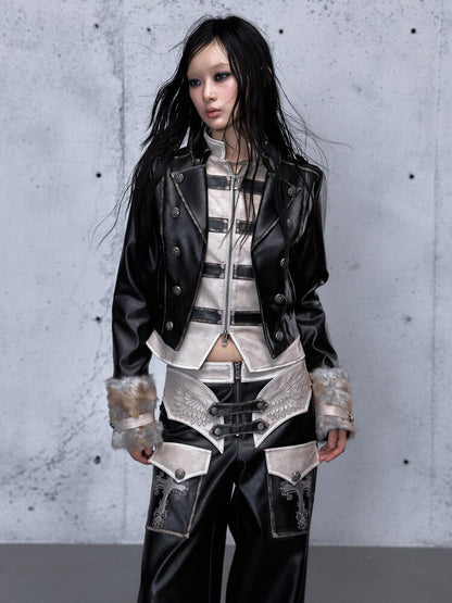 Fake Two Knight Leather Jacket【s0000015543】