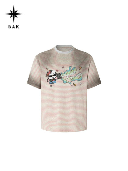 Distressed Graffiti Print T-Shirt【s0000016695】