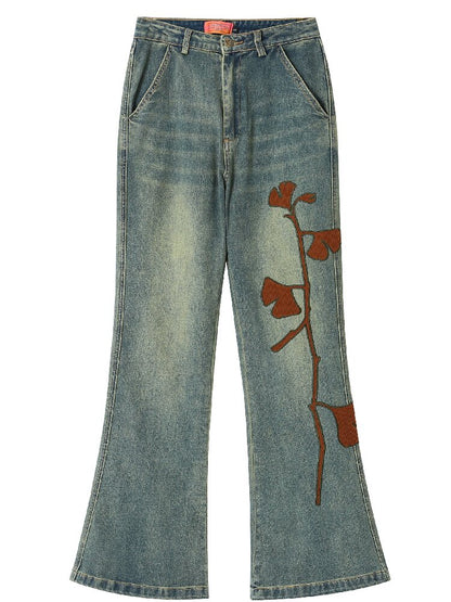 Ginkgo Embroidered Denim Bootcut【s0000016651】