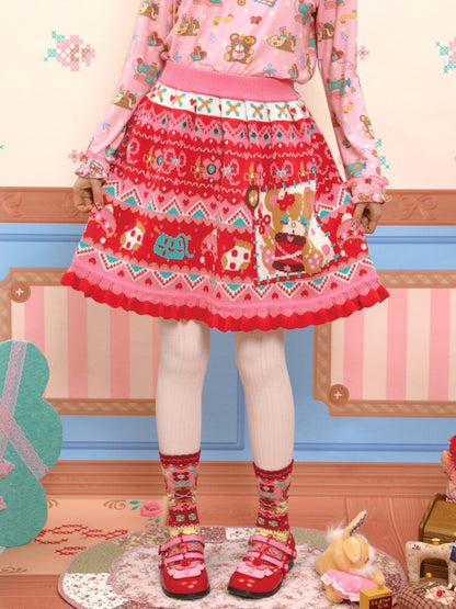 Red Fair Island Bear Lace Skirt【s0000015571】