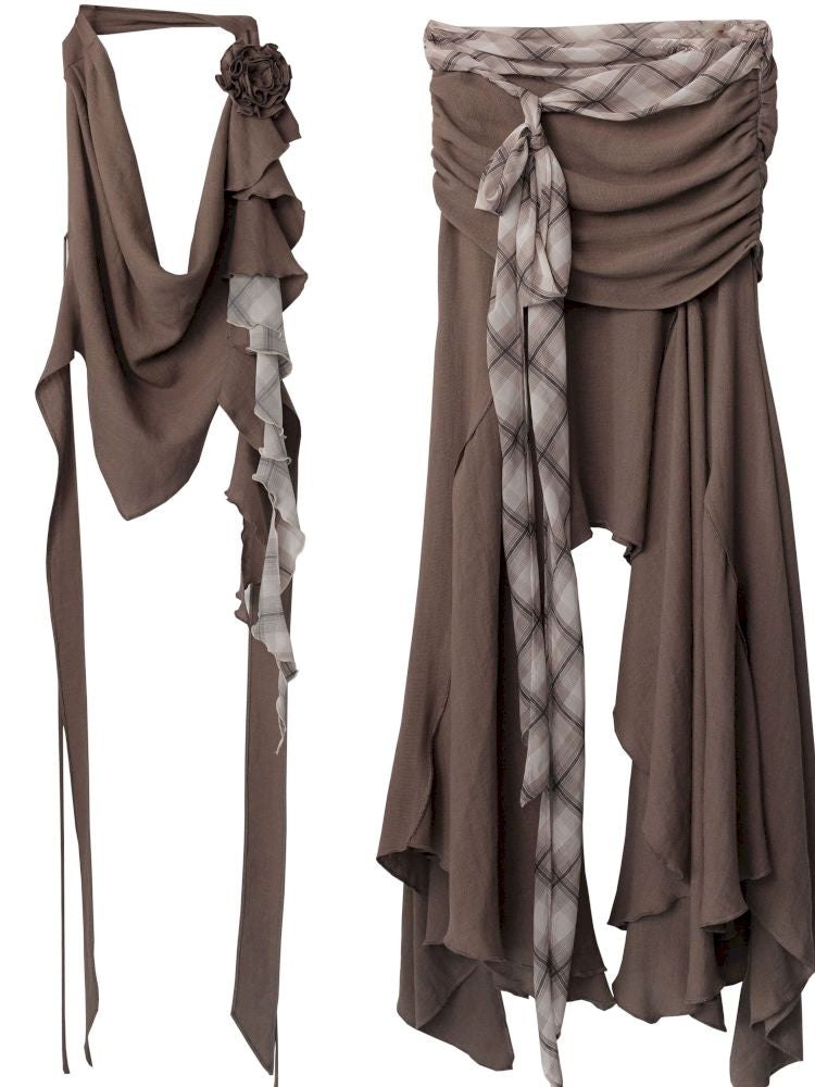 Swing Neck Vest Half Bodycon Skirt【s0000013217】