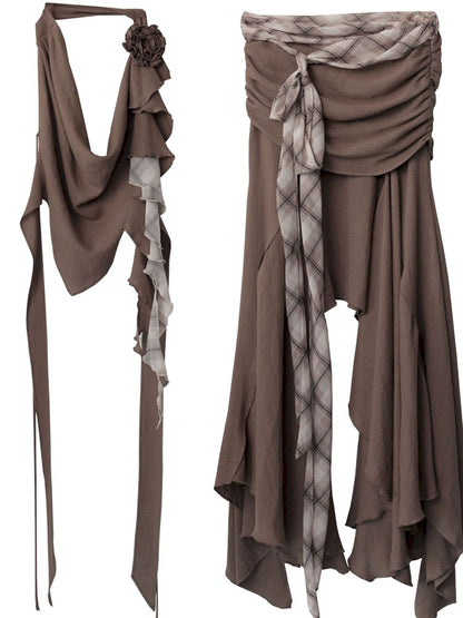 Swing Neck Vest Half Bodycon Skirt【s0000013217】