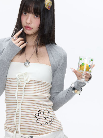 Diamond Striped Halterneck Top【s0000016386】
