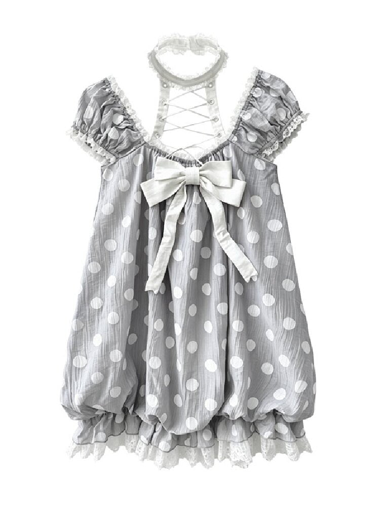Original Girl Tie Polka Dot Dress【s0000018172】