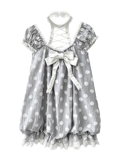 Original Girl Tie Polka Dot Dress【s0000018172】