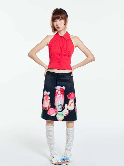Vintage Porcelain Mid Skirt Slim【s0000018687】