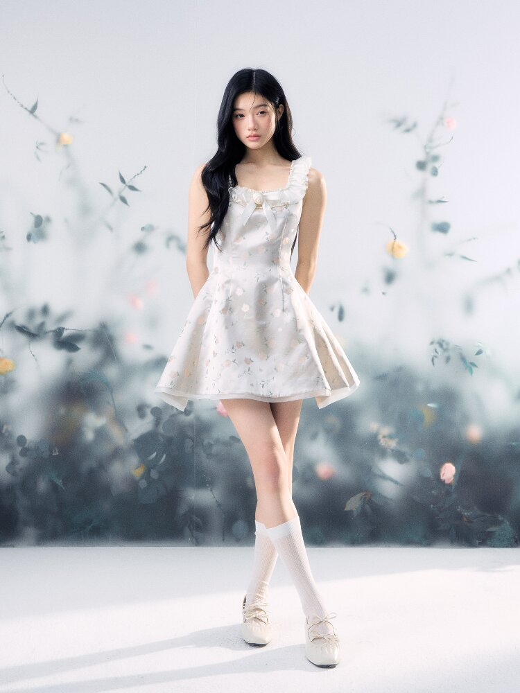 Oil Painting Jacquard Rose Dress【s0000015915】