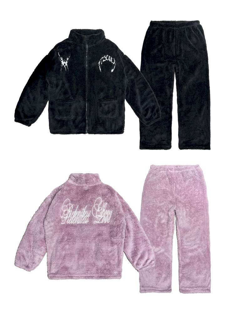 Embroidered Coral Fleece Pajamas Set【s0000014864】