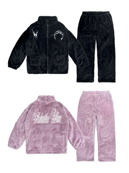 Embroidered Coral Fleece Pajamas Set【s0000014864】