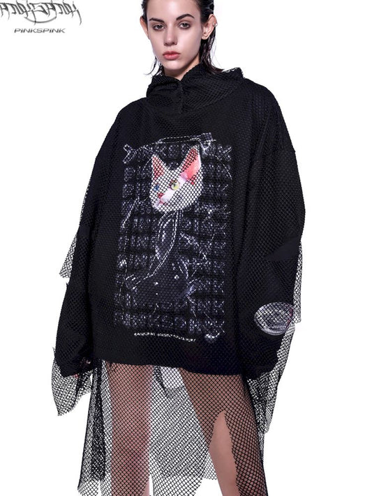 Sphinx Cat Ear Mesh Sweatshirt【s0000009944】