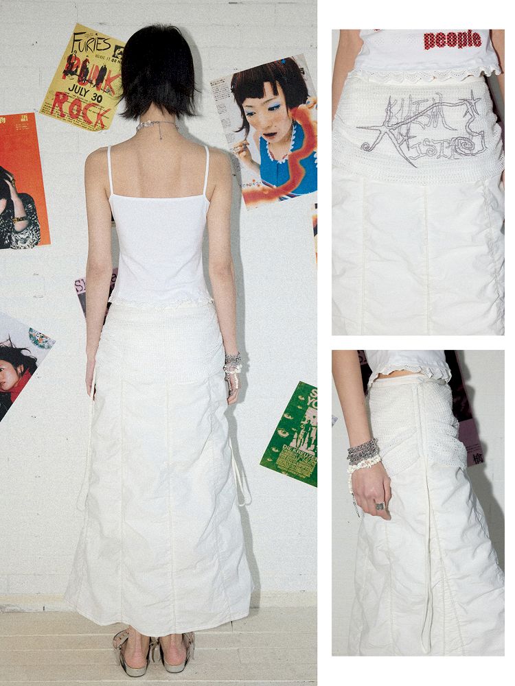 Mesh splicing pumped pleated bustle skirt【s0000012287】