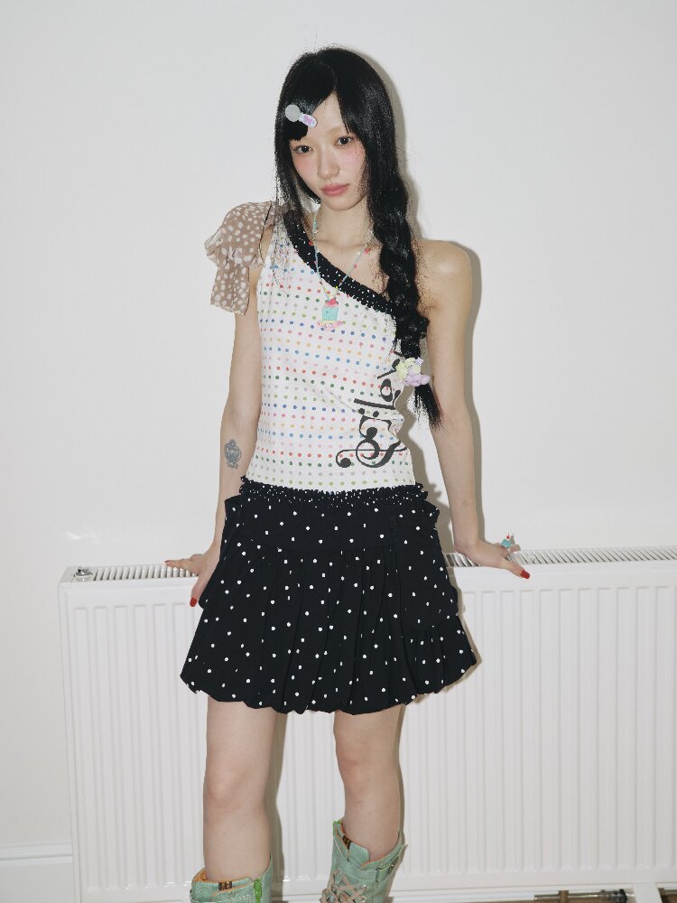 Vintage Polka Dot Note Top Camisole【s0000018704】