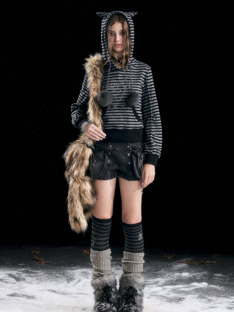 Vintage-Washed Slightly Stretch Denim Shorts【s0000014427】