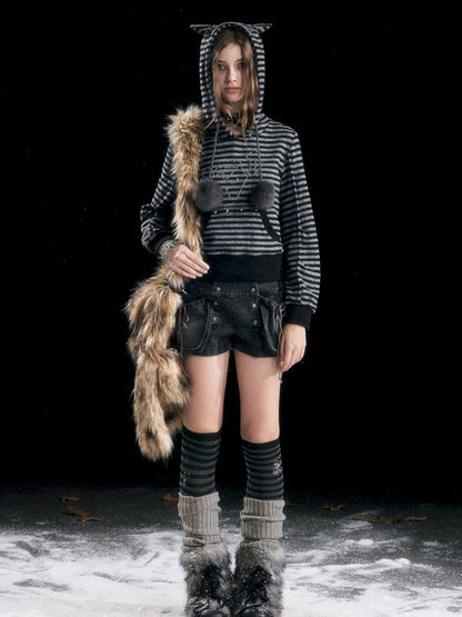 Vintage-Washed Slightly Stretch Denim Shorts【s0000014427】