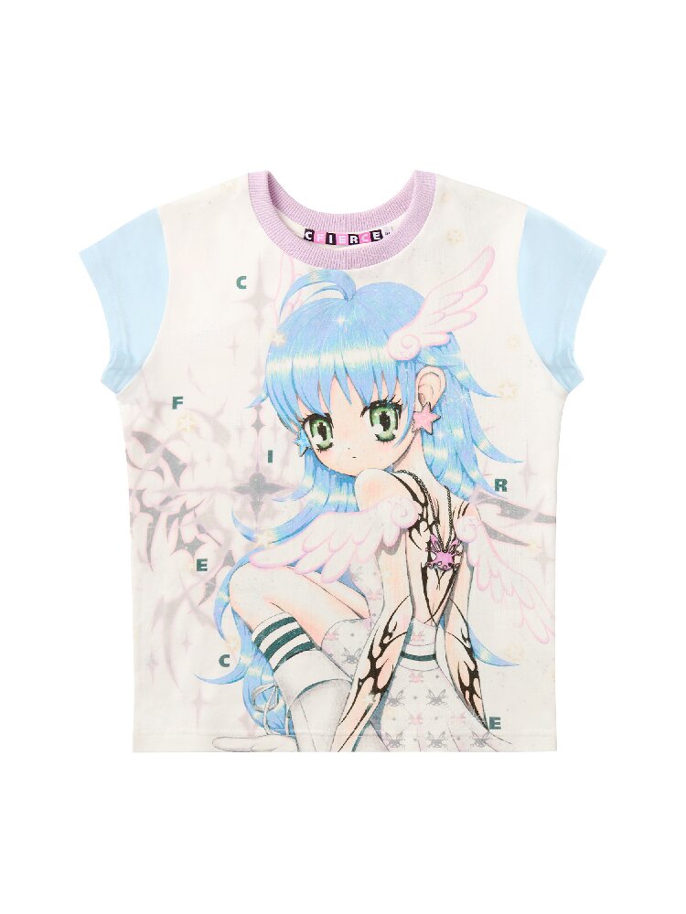 Angel Girl Printed Slim T-Shirt【s0000017289】