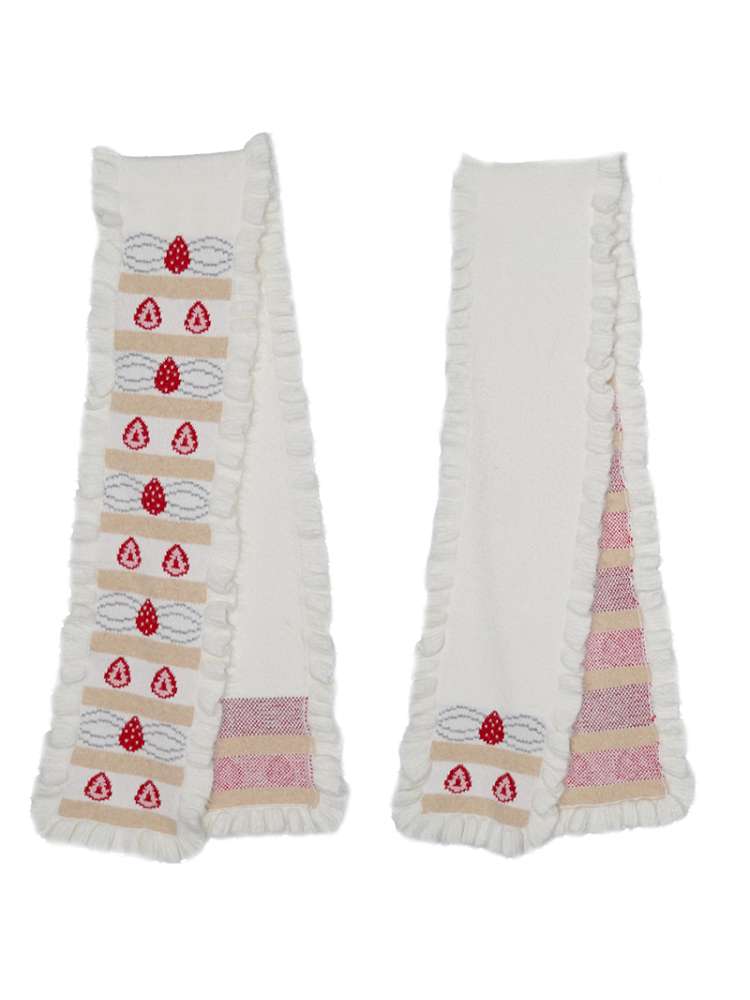 Cream Strawberry Cake Jacquard Scarf【s0000014526】
