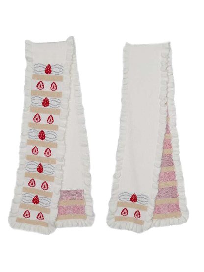 Cream Strawberry Cake Jacquard Scarf【s0000014526】
