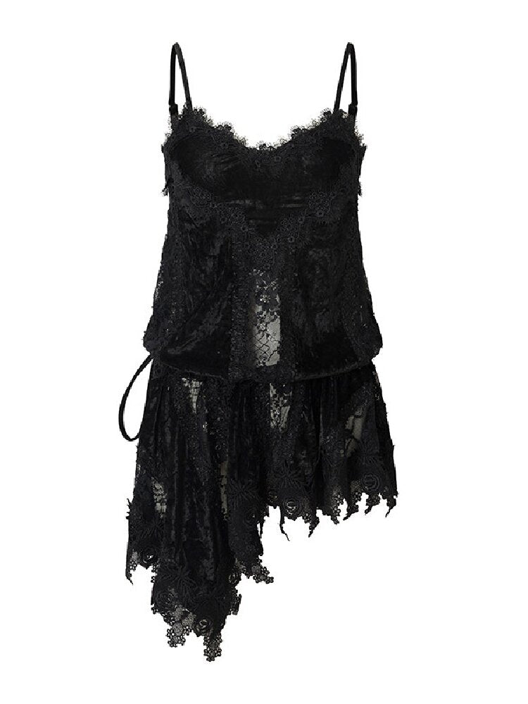 Romantic Velvet Drawstring Slip Dress【s0000016982】