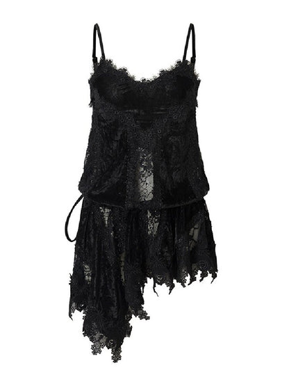 Romantic Velvet Drawstring Slip Dress【s0000016982】