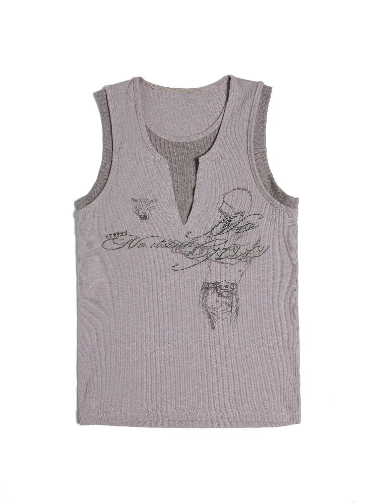 Drunk Riff Leopard Print Vest【s0000016969】