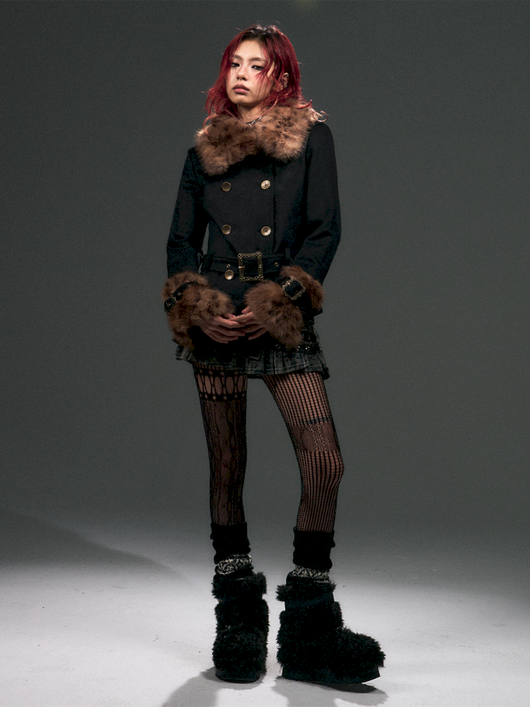 Vintage Leopard Fur Short Wool Coat【s0000015092】