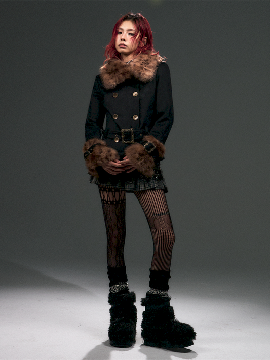 Vintage Leopard Fur Short Wool Coat【s0000015092】