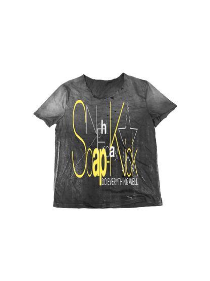 Distressed Silver Print Rolled Tee【s0000018279】