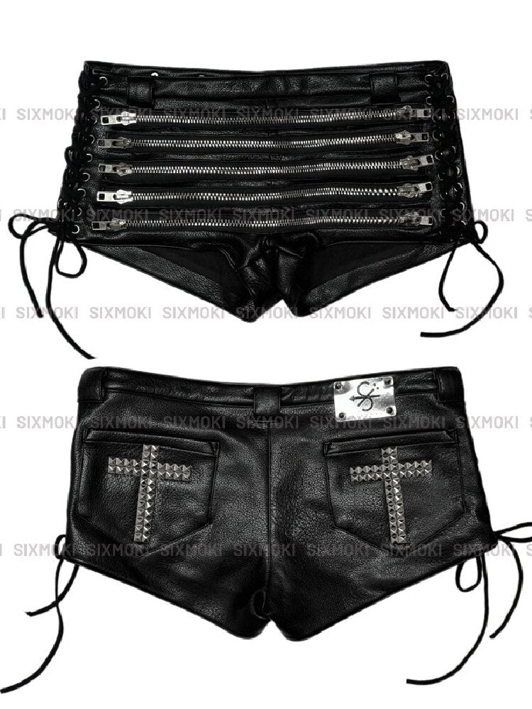 Multi Zip Strap Rivet Shorts【s0000016949】