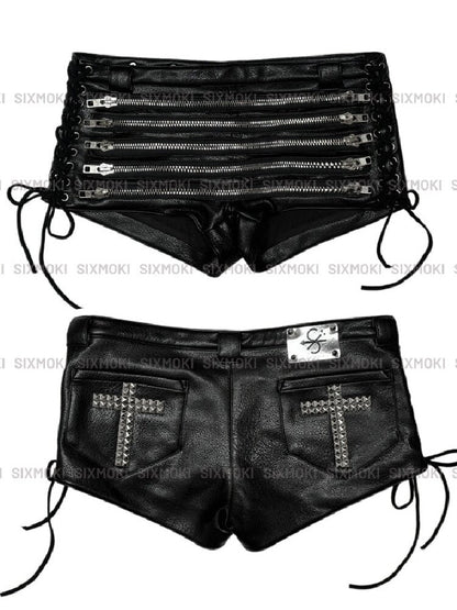 Multi Zip Strap Rivet Shorts【s0000016949】