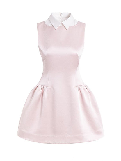 Pale Pink Glossy Satin Vest Dress【s0000011954】