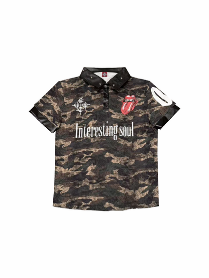 Patchwork Silver Print POLO Shirt【s0000018264】