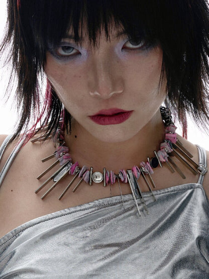 Illusory Gravity Shell Futuristic Necklace【s0000018852】
