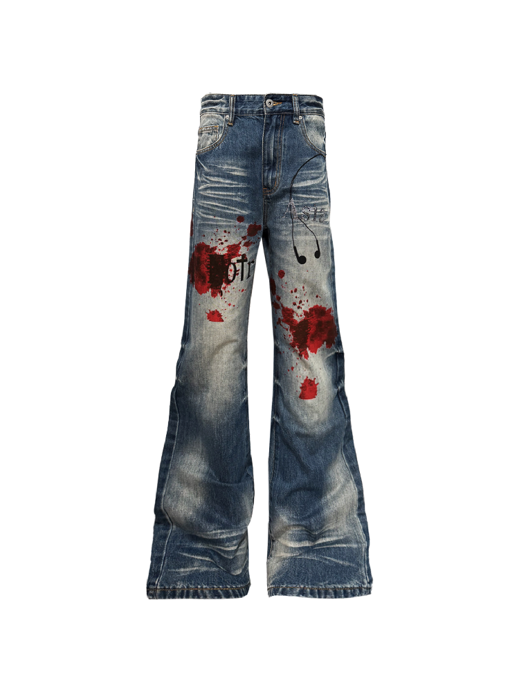 Lightning Pattern Rhinestone Jeans【s0000018314】