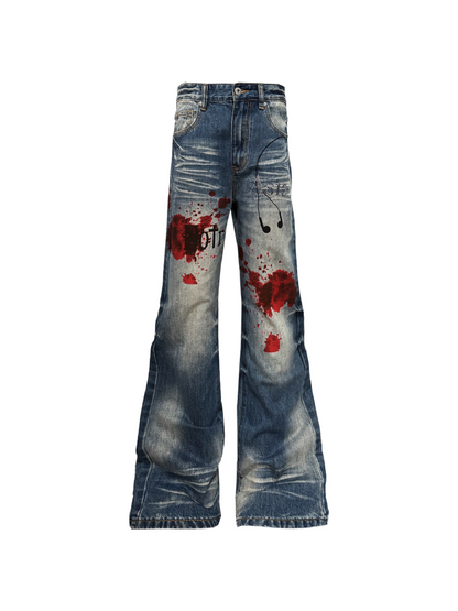 Lightning Pattern Rhinestone Jeans【s0000018314】