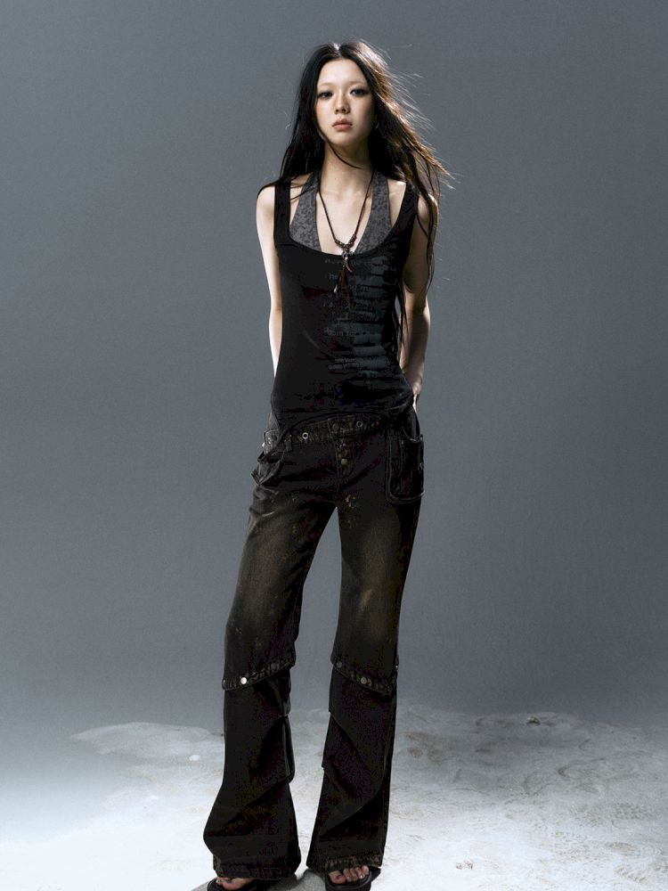 Overlay neck camisole undershirt【s0000012643】