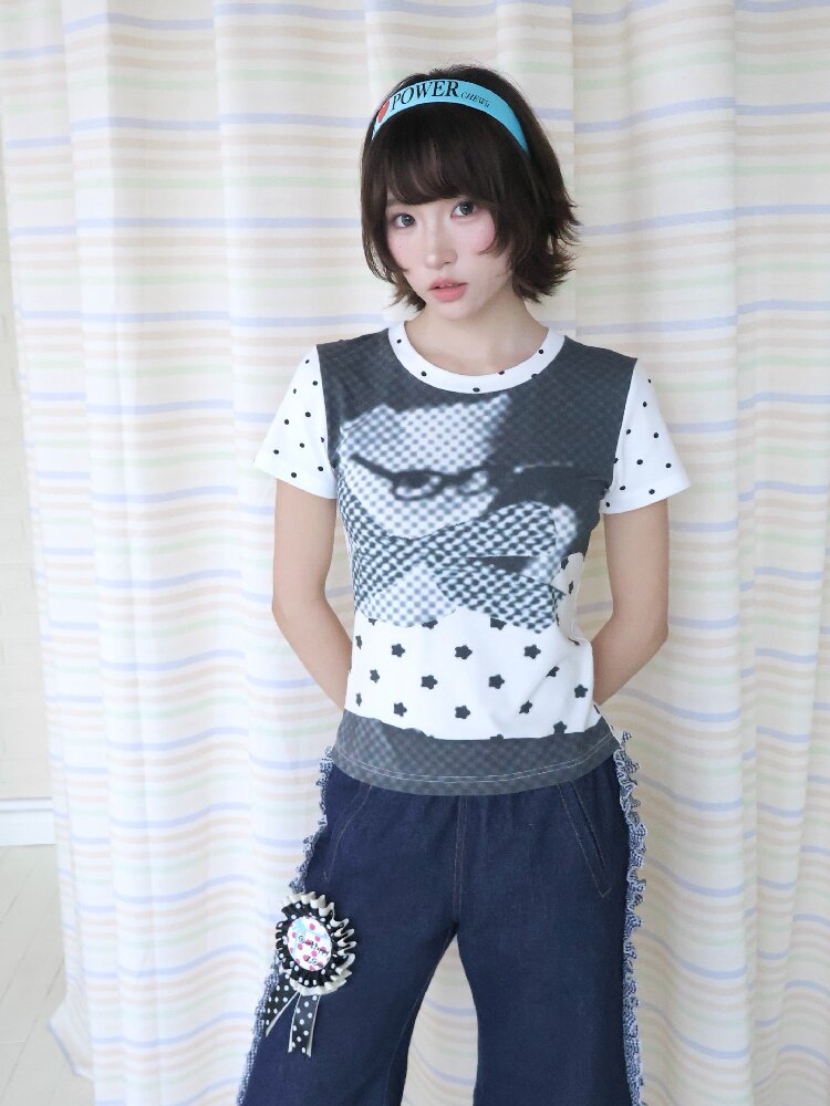 Antique Polka Dot Cat Print Top【s0000018678】