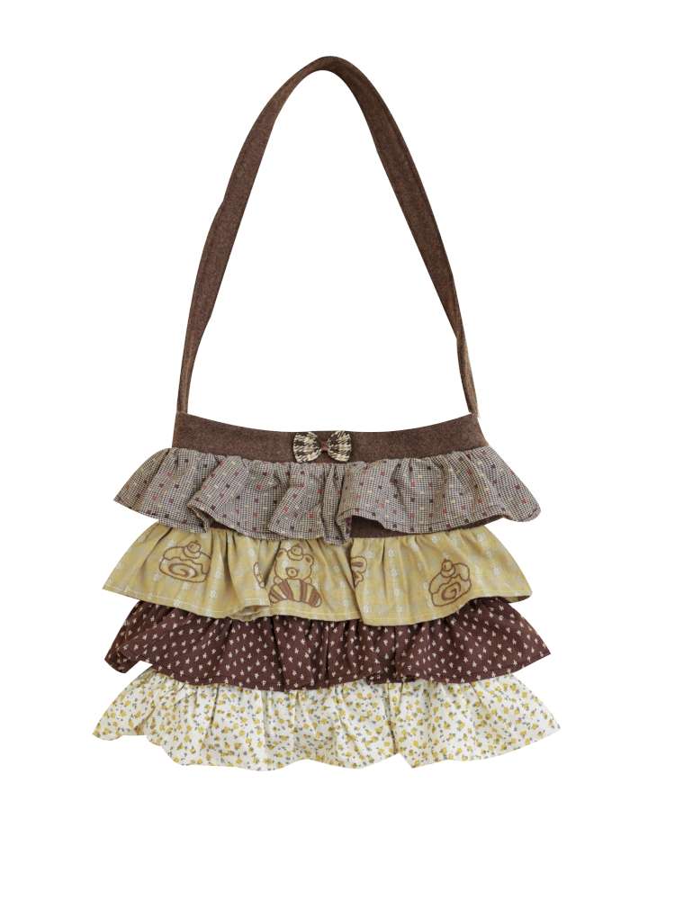 Vintage Plaid Floral Wool Cake Bag【s0000014847】