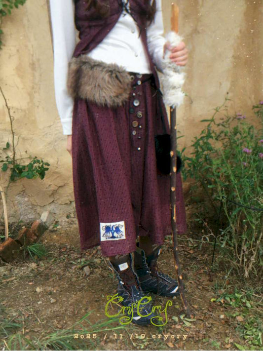 Button Vintage Polka Dot Chiffon Skirt【s0000014901】