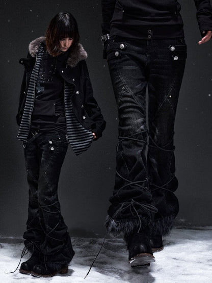 Punk Washed Distressed Flared Jeans【s0000019298】