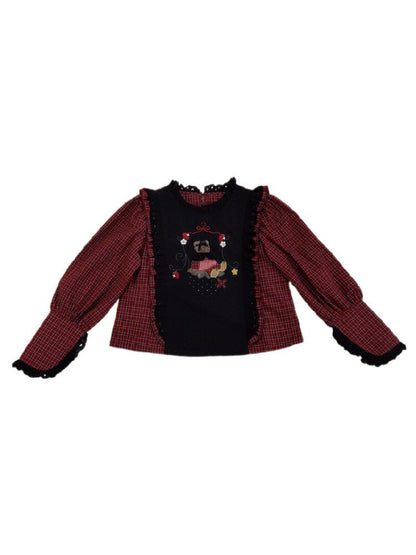 Pastoral Embroidered Plaid Sleeve【s0000019282】