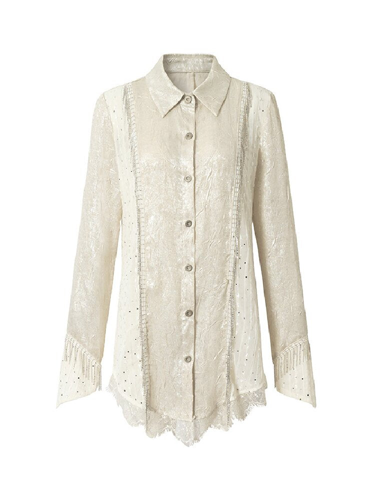 Baroque Chain Satin Long Shirt【s0000017240】