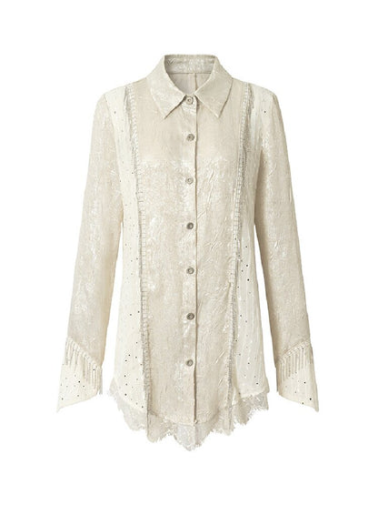 Baroque Chain Satin Long Shirt【s0000017240】