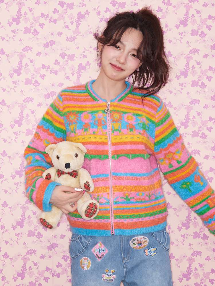 Colorful Striped Plush Knit Sweater【s0000015030】