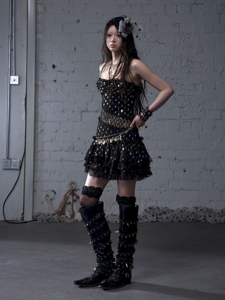 Lace Halter Neck Strapless Dress【s0000012786】