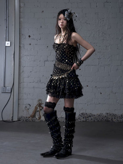 Lace Halter Neck Strapless Dress【s0000012786】